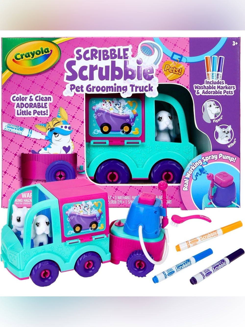 Crayola Scribble Scrubbie Pet Grooming Truck - Teal, Pink, Purple, Blue